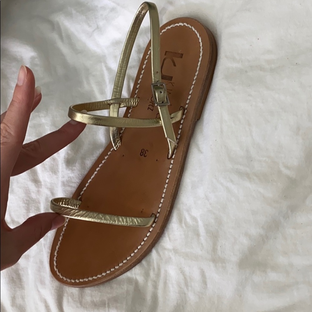 NEW K Jacques Metallic Gold Sandal 38